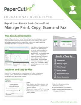 Education Flyer Cover, Papercut MF, Accel Imaging Systems, Kyocera Dealer, Dallas, Fort Worth, TX, Copier, MFP, Printer, Sales, Service, Supplies)