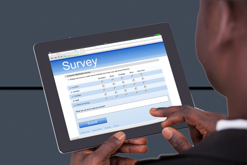 Customer Center Button Survey tablet